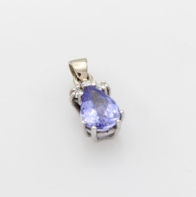 Image Anhänger mit Tansanit und Brillanten, WG 585/000, Tansanittropfen, 3 Brill. zus. ca. ...