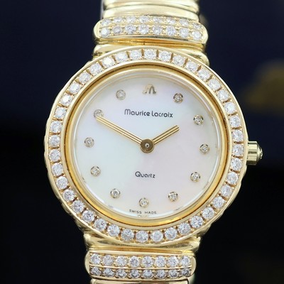 27057883c - MAURICE LACROIX Damenarmbanduhr in GG 750/000 mit Diamanten Referenz 55509/7101, quarz, ...