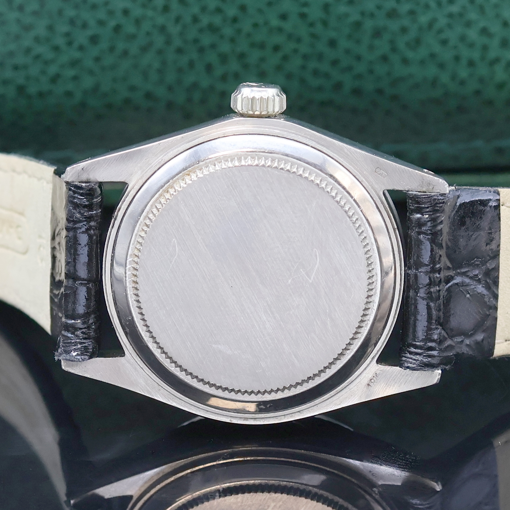 Detail e: ROLEX Oyster Perpetual Datejust Damenarmbanduhr Referenz 6624, Schweiz um 1967, Automatik, Chronometer der Superlative in WG 750/000 inkl. Lederband ...