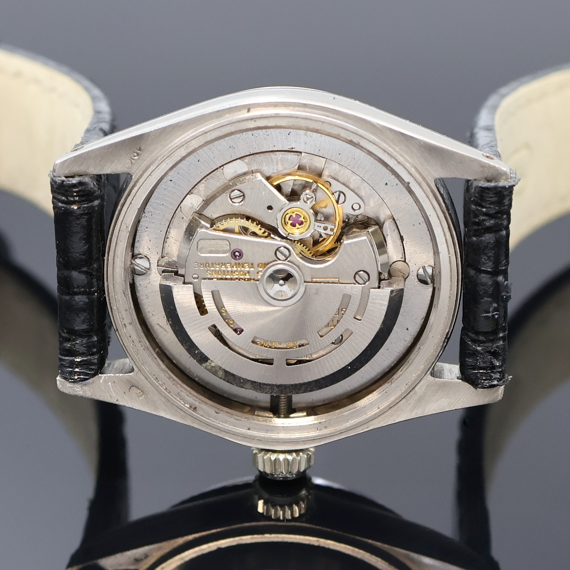 Detail g: ROLEX Oyster Perpetual Datejust Damenarmbanduhr Referenz 6624, Schweiz um 1967, Automatik, Chronometer der Superlative in WG 750/000 inkl. Lederband ...