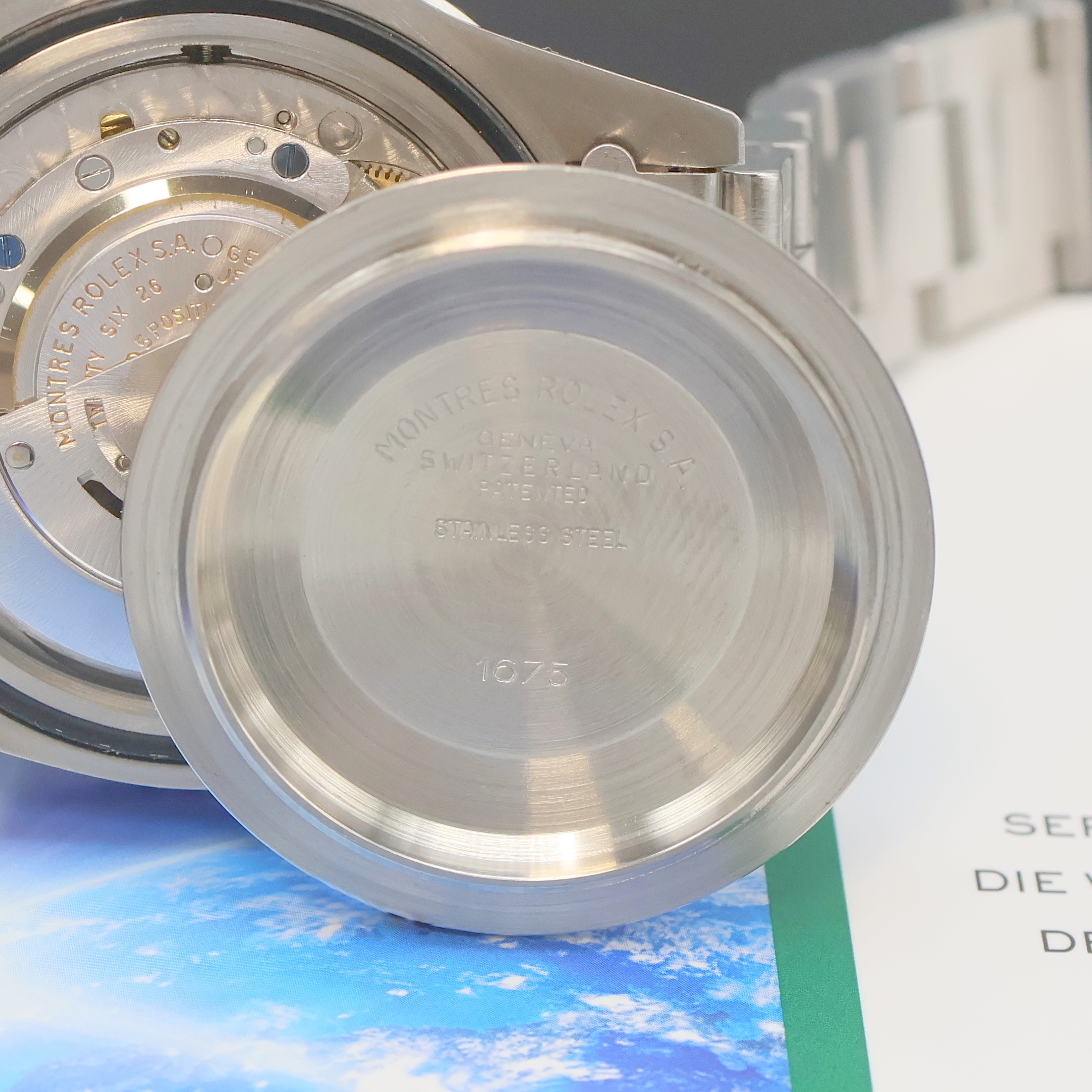 Detail h: ROLEX Oyster Perpetual GMT-Master Herrenarmbanduhr Referenz 1675, Schweiz um 1978, Automatik, Chronometer der Superlative in Edelstahl inkl. orig. ...
