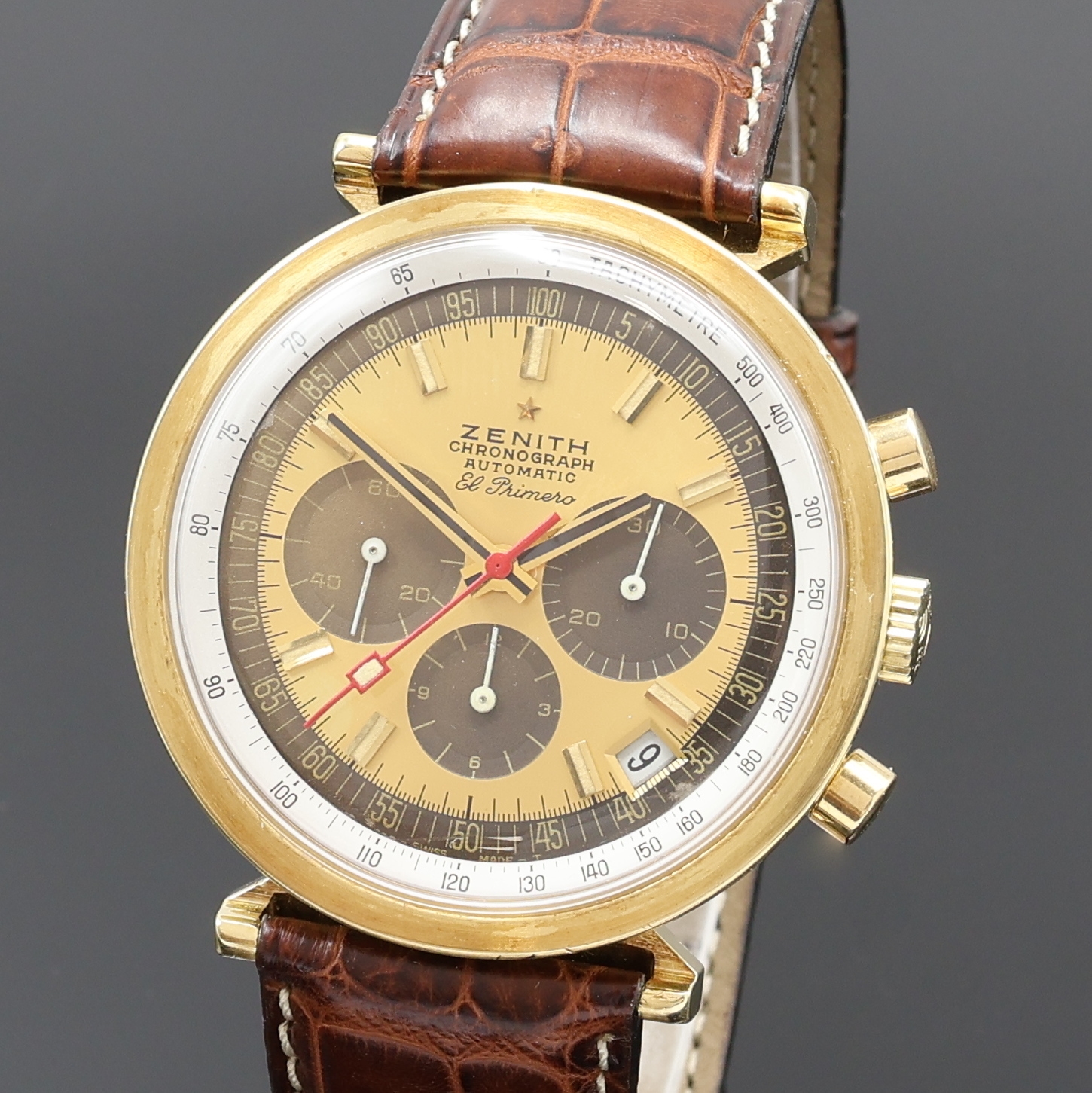 Detail a: ZENITH seltener Armbandchronograph El Primero in GG 750/000, Schweiz um 1970, Automatik, in geringer Stückzahl gefertigt, Boden geschr., orig. ...