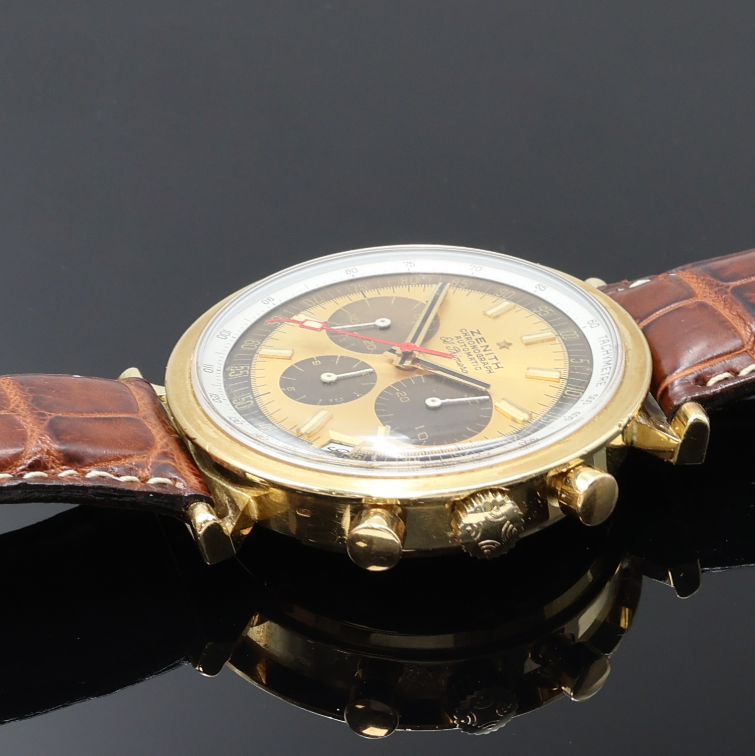 Detail c: ZENITH seltener Armbandchronograph El Primero in GG 750/000, Schweiz um 1970, Automatik, in geringer Stückzahl gefertigt, Boden geschr., orig. ...