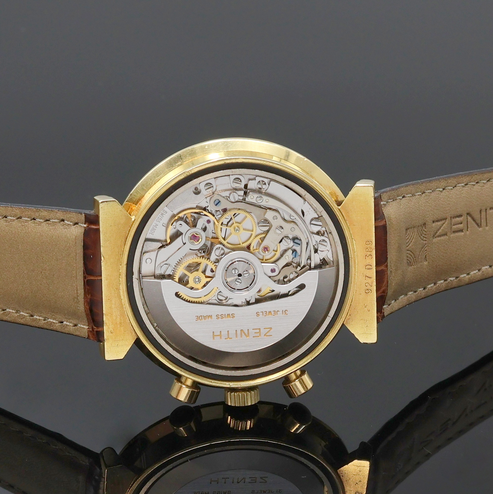 Detail f: ZENITH seltener Armbandchronograph El Primero in GG 750/000, Schweiz um 1970, Automatik, in geringer Stückzahl gefertigt, Boden geschr., orig. ...