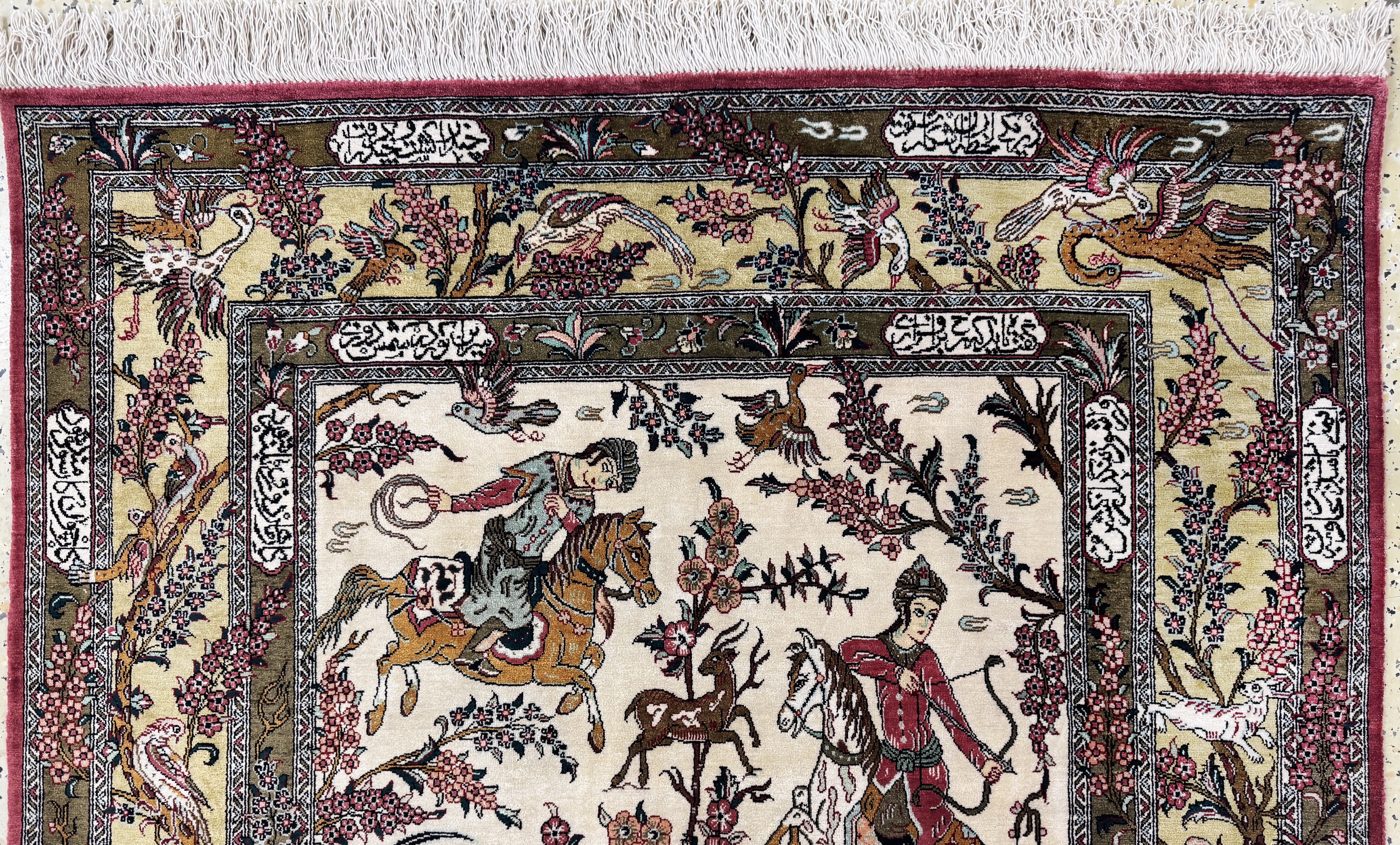 Detail a: Ghom Seide fein, Persien, Ende 20.Jhd, reine Naturseide, ca. 150 x 103 cm, ca. 1,0 Mio. Kn/qm, EHZ: 1-2