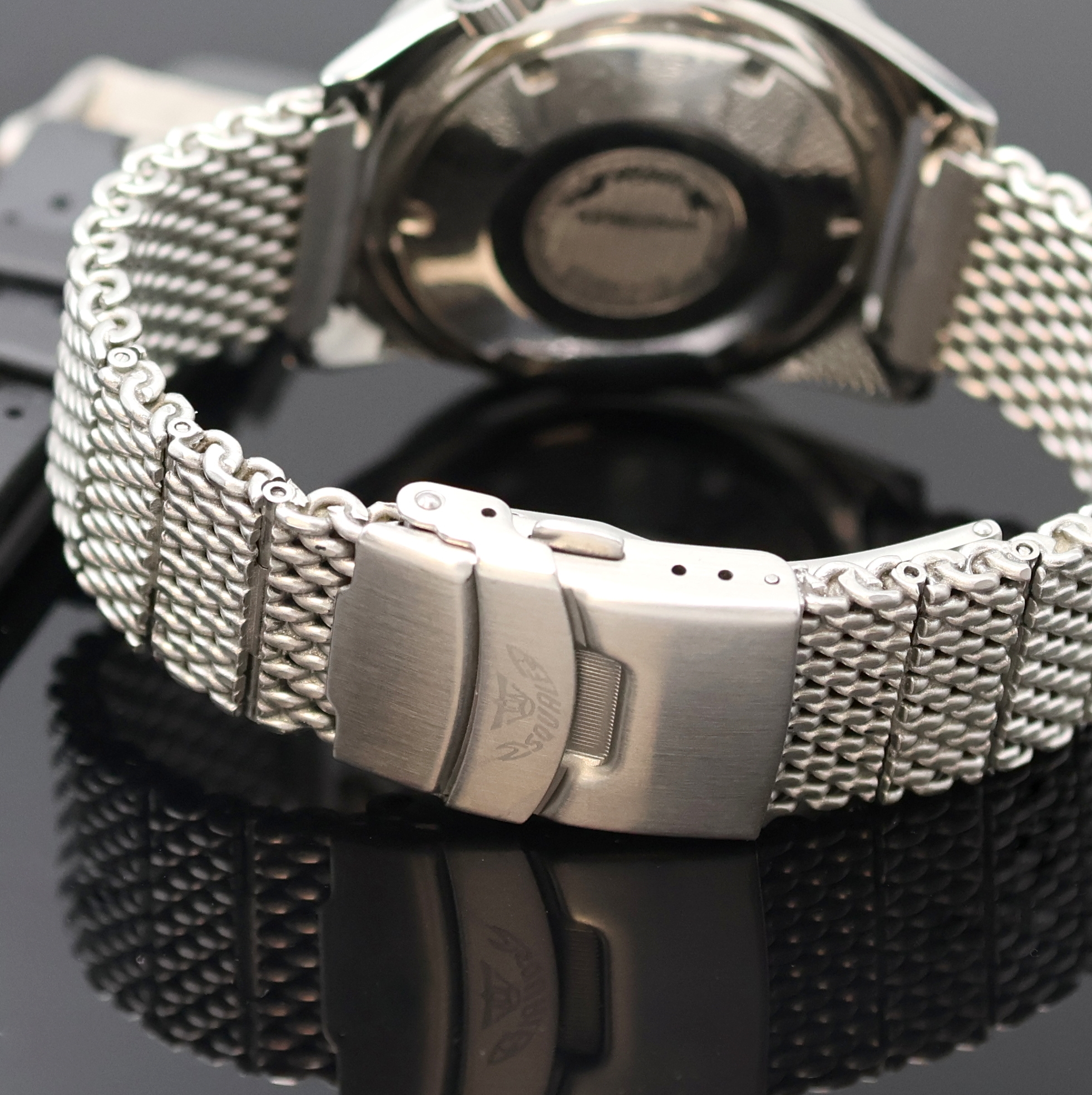 Detail c: SQUALE Professional Herrenarmbanduhr in Stahl, Schweiz um 1980, Automatik, verschr. Boden, neutr. Stahlband m. Faltschl., Lünette m. 60er Teilung ...