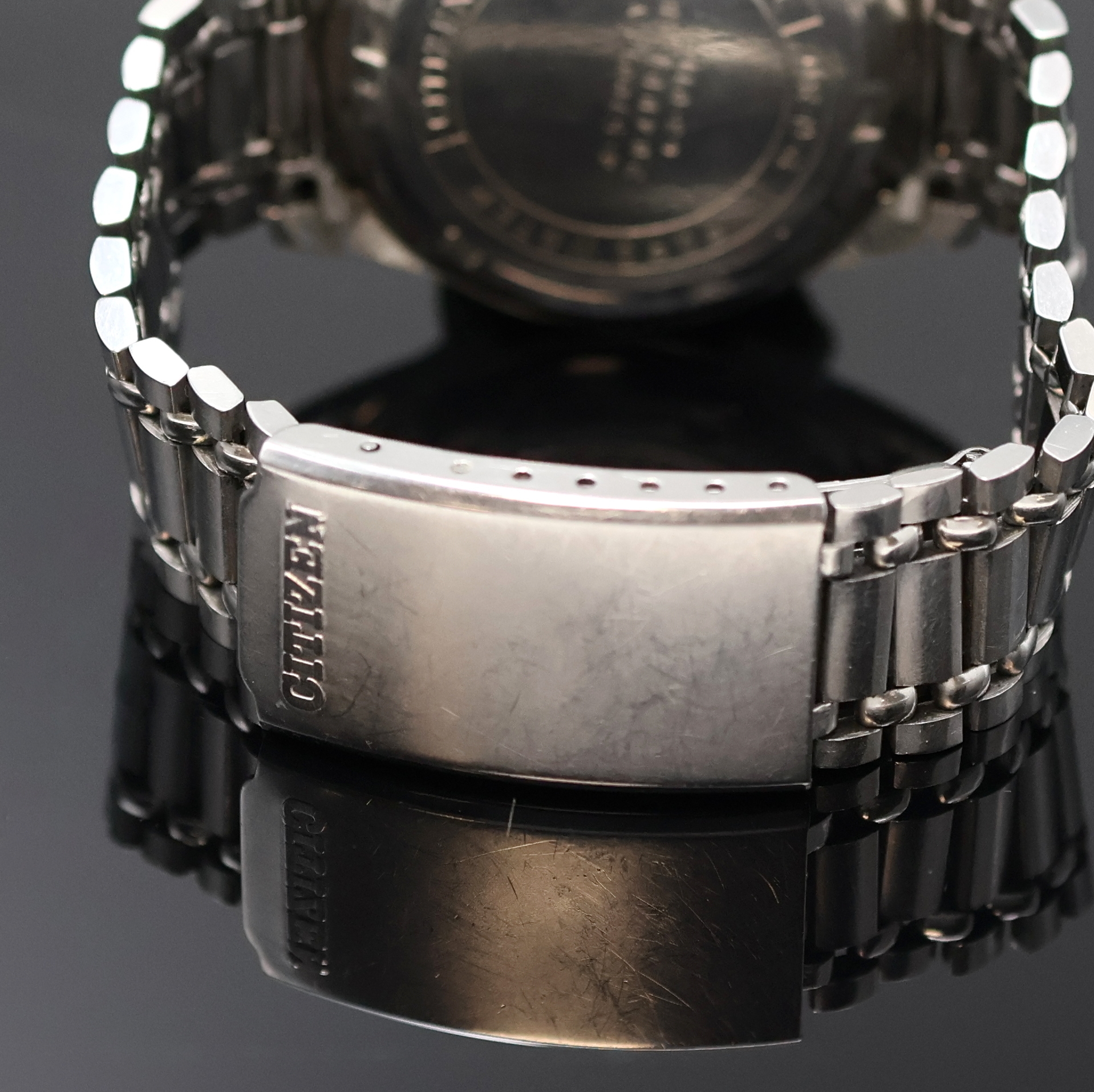 Detail c: CITIZEN Record Master seltener Chronograph mit Flyback in Edelstahl Referenz 4-570014 Y, Japan um 1970, Handaufzug, 2-teil. Geh., Boden geschr., ...