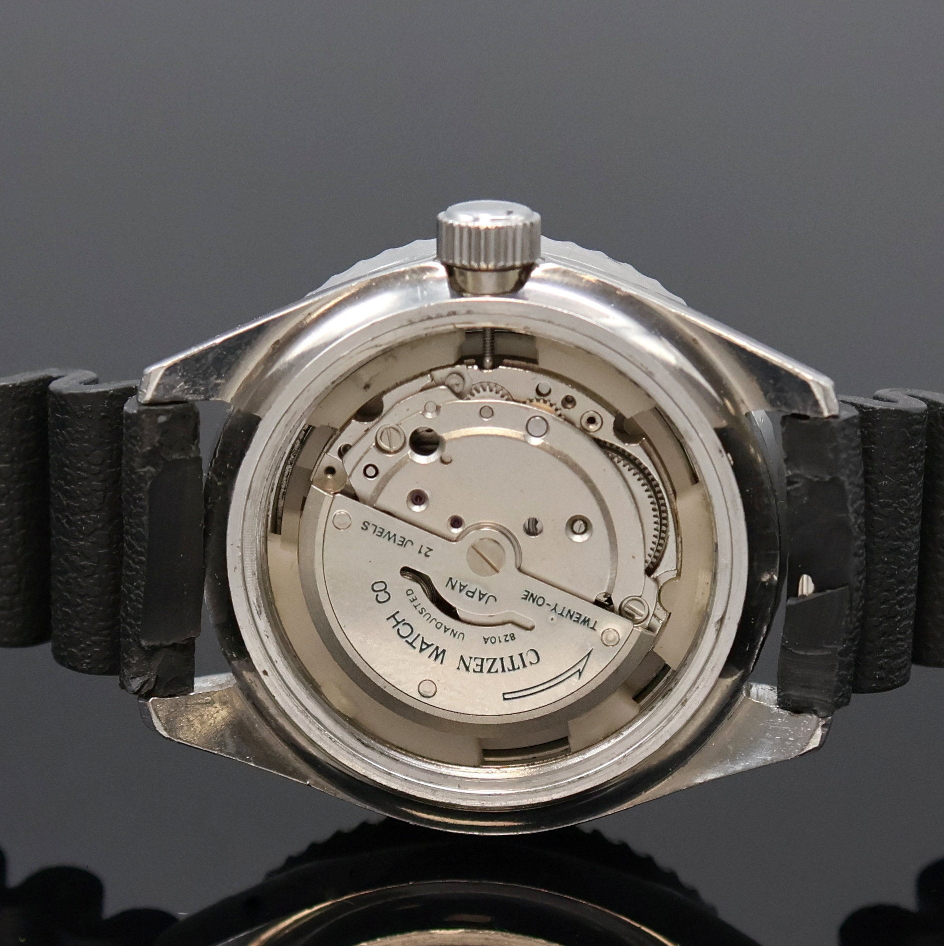 Detail f: CITIZEN Taucherarmbanduhr Referenz 4- 820789Y, Japan 1960er Jahre, Automatik, Edelstahlgeh. inkl. Kautschukband m. Dornschl., Boden u. Krone ...
