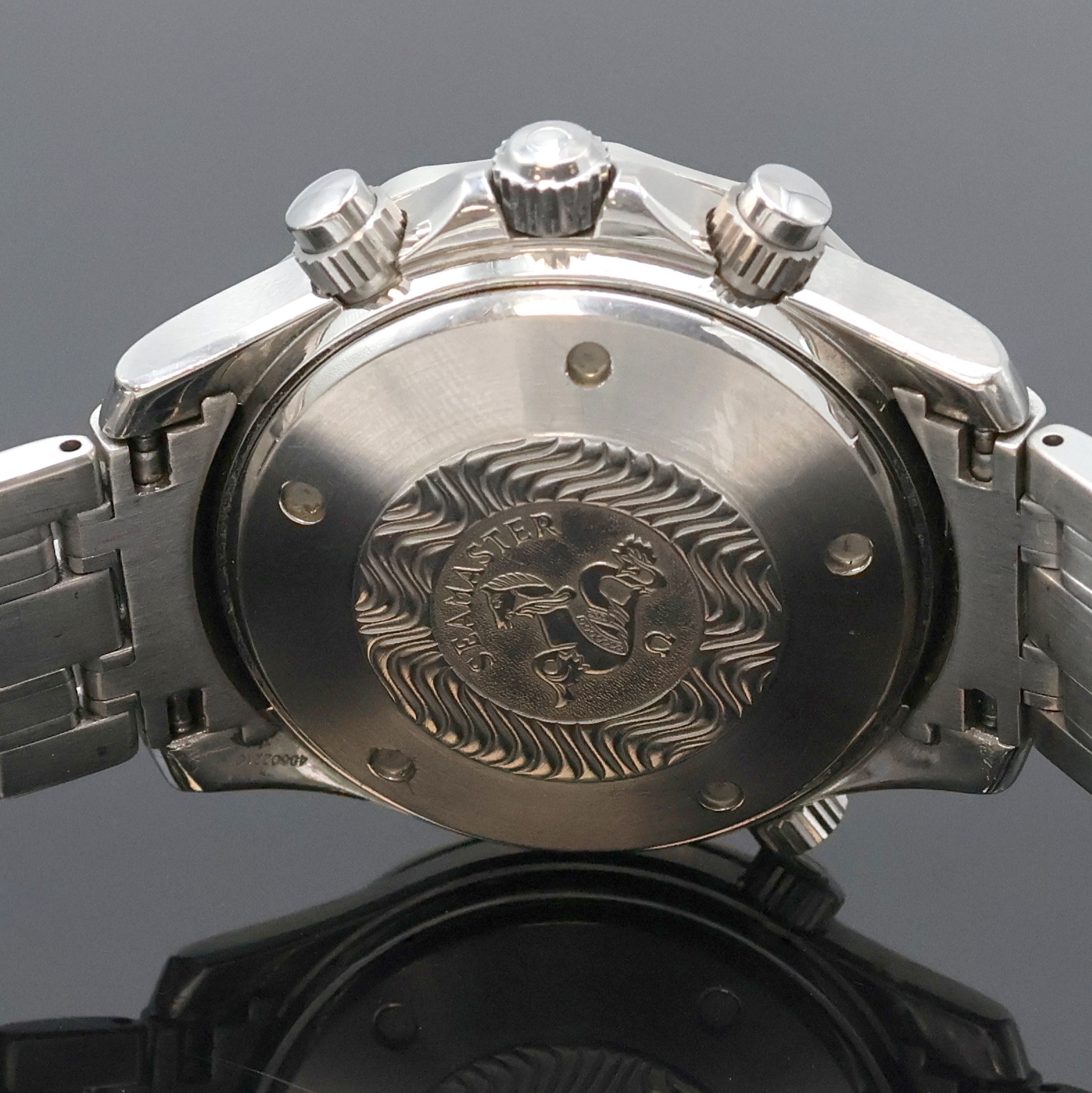 Detail e: OMEGA Seamaster Professional Chronometer Herrenchronograph Referenz 178.0504, Schweiz um 2000, Automatik, Edelstahlgeh. inkl. orig. Stahlband m. ...