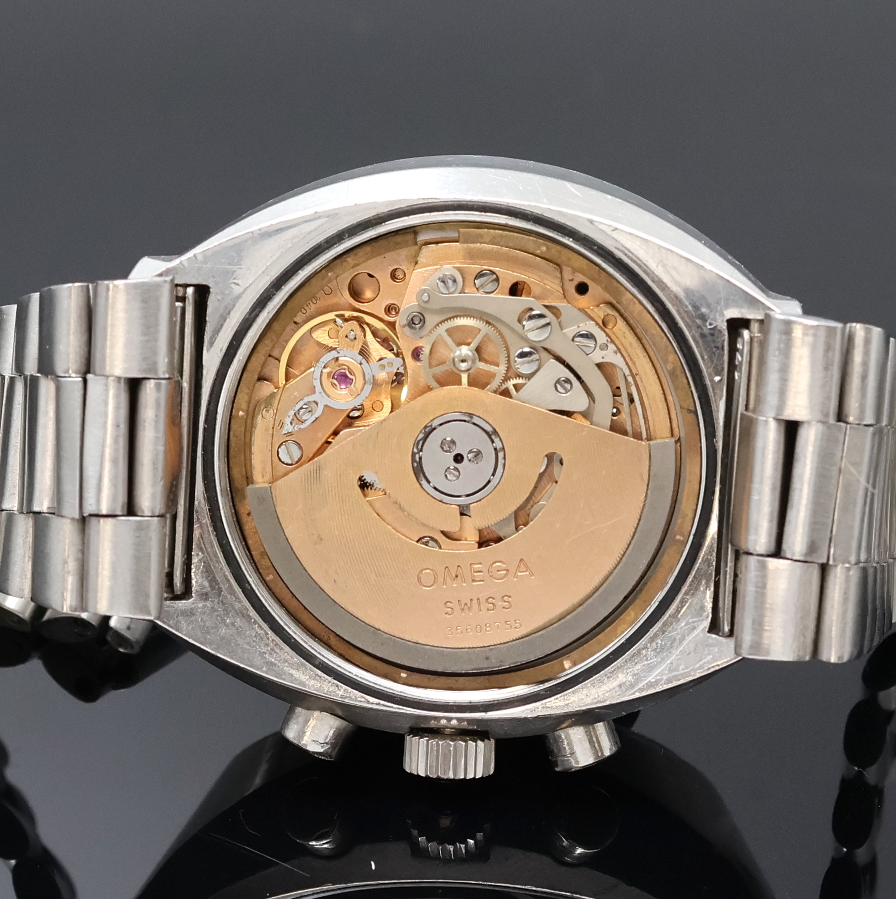 Detail f: OMEGA Speedmaster Professional Mark III Armbandchronograph Referenz 176.002, Schweiz um 1973, Automatik, massives Edelstahlgeh. inkl. orig. Stahlband ...