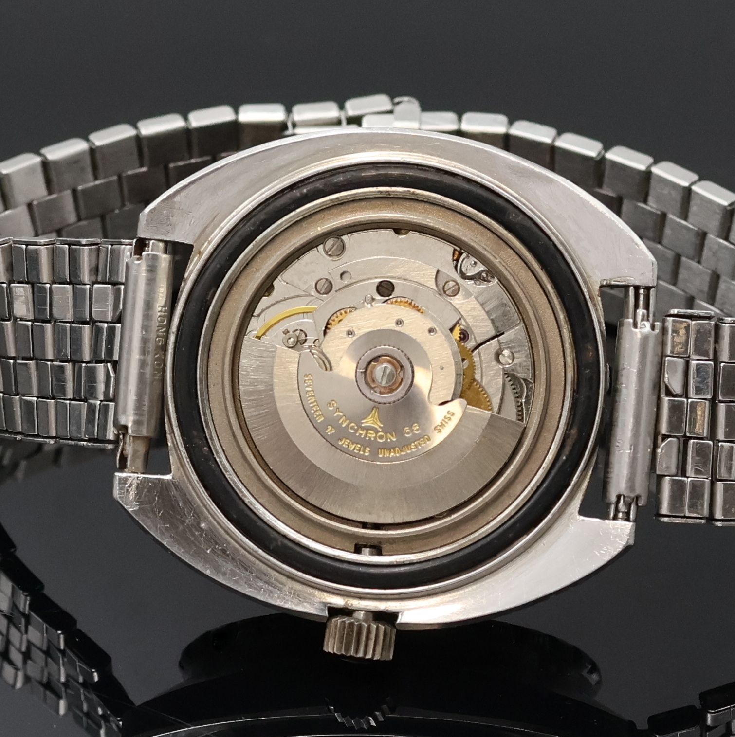 Detail e: DOXA by Synchron SUB 300T Professional Taucherarmbanduhr in Stahl, Schweiz um 1970, Automatik, schweres Geh., Boden verschr., eins. drehb. Stahl ...