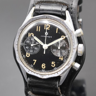 27057900a - JUNGHANS Bundeswehr Armbandchronograph, Deutschland um 1960, Handaufzug, verchr. Geh., ...