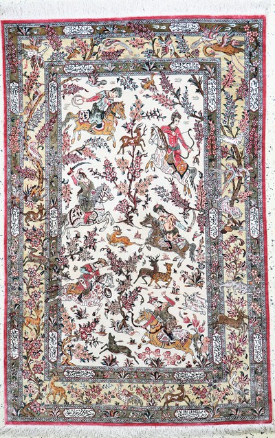 Image Ghom Seide fein, Persien, Ende 20.Jhd, reine Naturseide, ca. 150 x 103 cm, ca. 1,0 Mio. ...