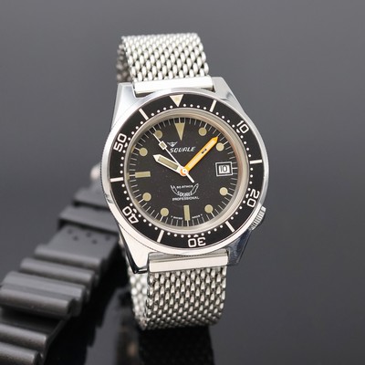 27057949b - SQUALE Professional Herrenarmbanduhr in Stahl, Schweiz um 1980, Automatik, verschr. ...