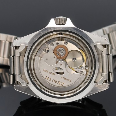 27057955e - MOVADO ZENITH Taucherarmbanduhr in Stahl, Schweiz um 1970, Automatik, Boden u. Krone ...