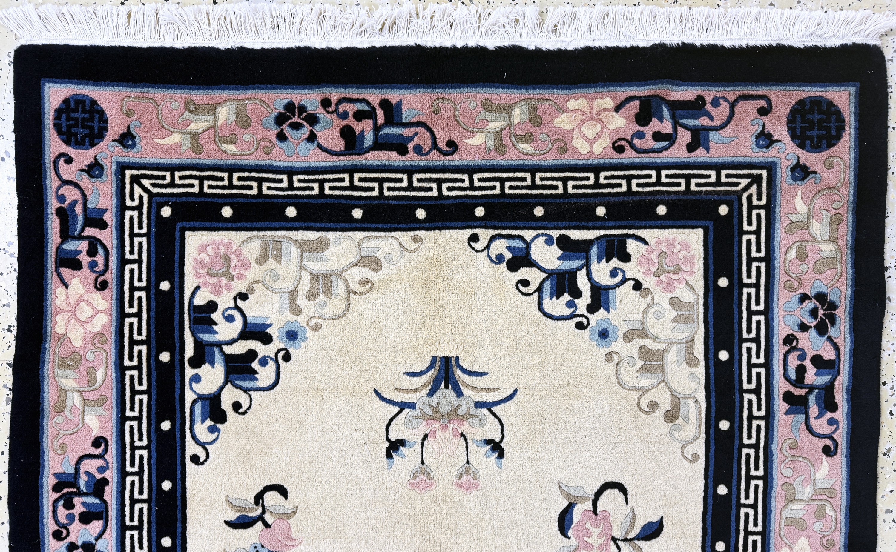 Detail a: Antik Finish, China, Ende 20.Jhd, Wolle aufBaumwolle, ca. 188 x 120 cm, gereinigt, EHZ: 1-2