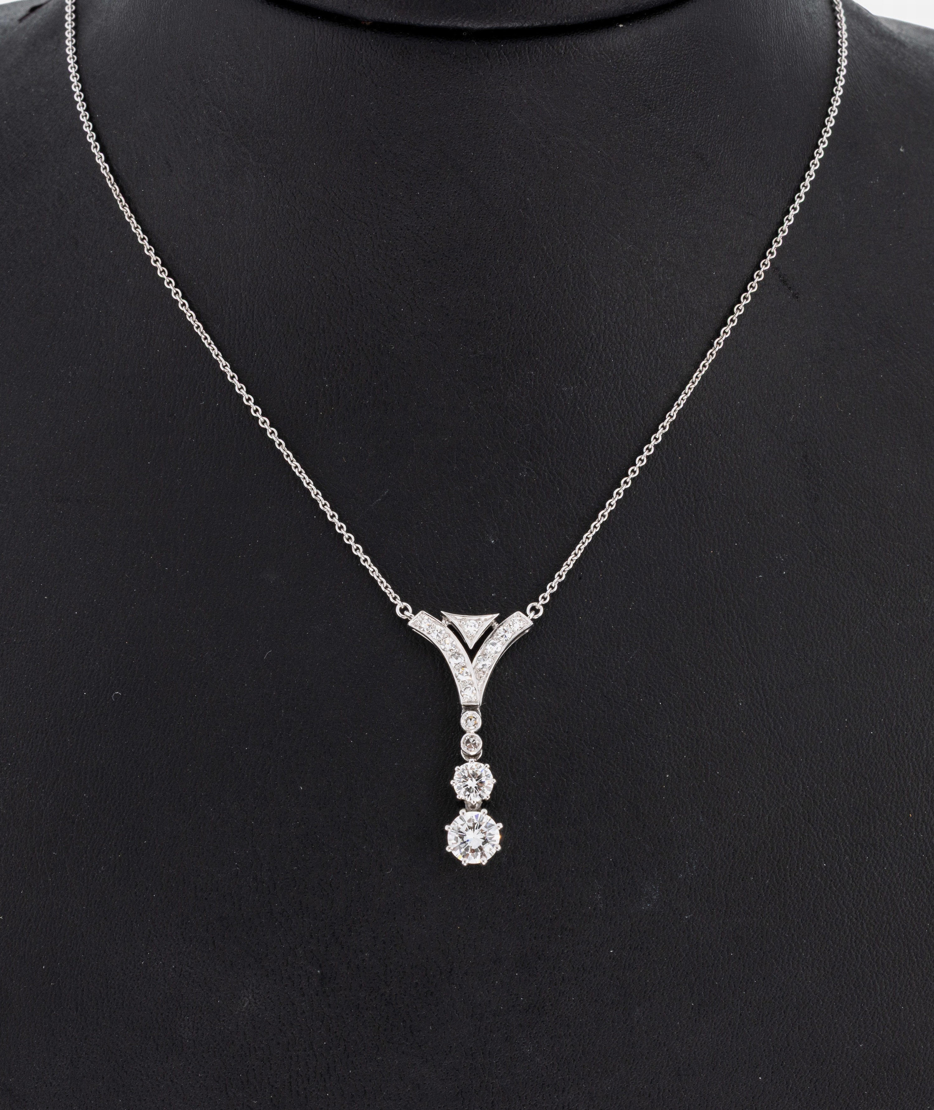 Image 27058159 - 14 kt Gold Diamant-Collier, WG 585/000, Mittelteil bewegl., 1 Brillant 0.72 ct Weiß/ ...