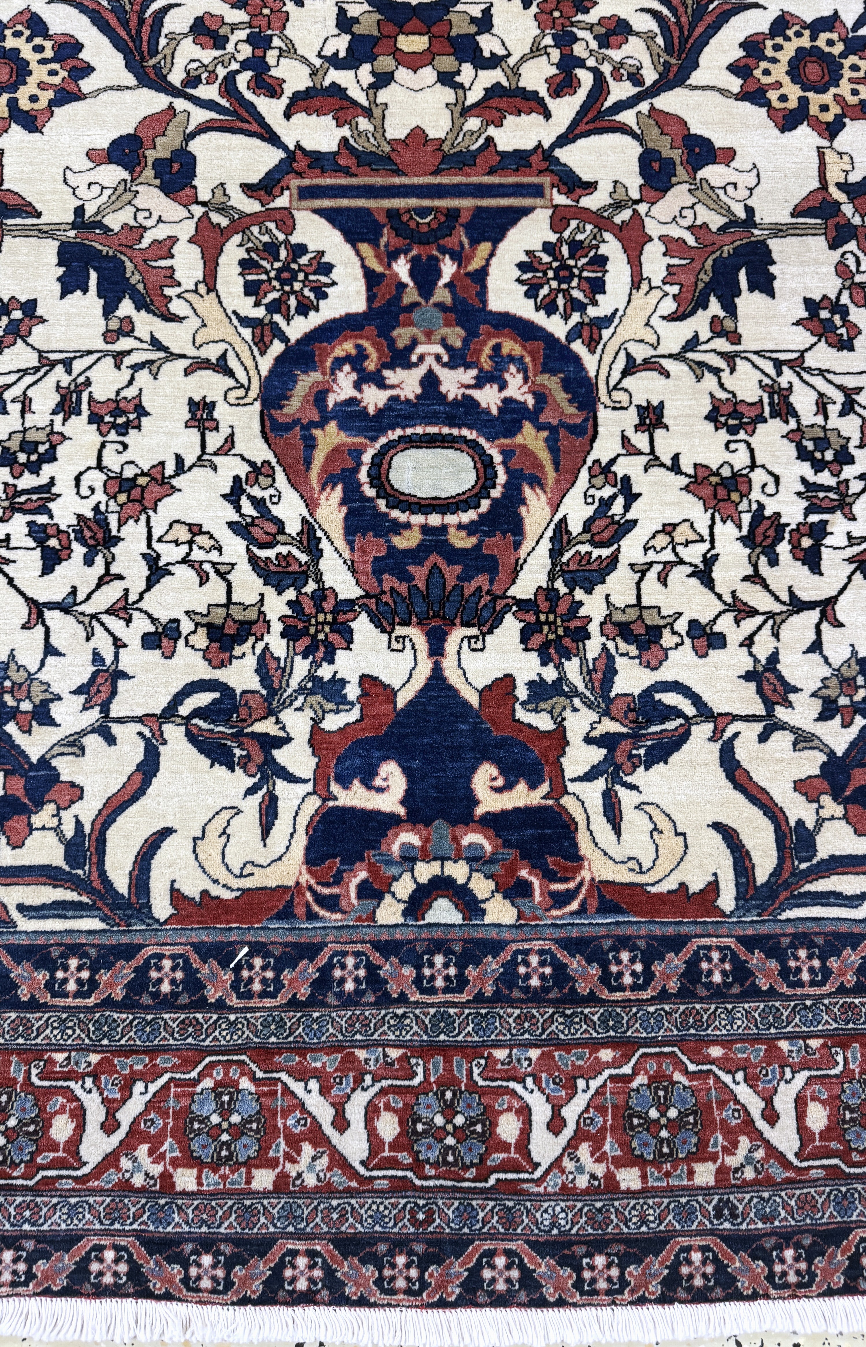 Detail c: Antiker Farahan fein, Persien, 19.Jhd, Korkwolle auf Baumwolle, ca. 200 x 134 cm, EHZ: 2, (Fransen erneuert)