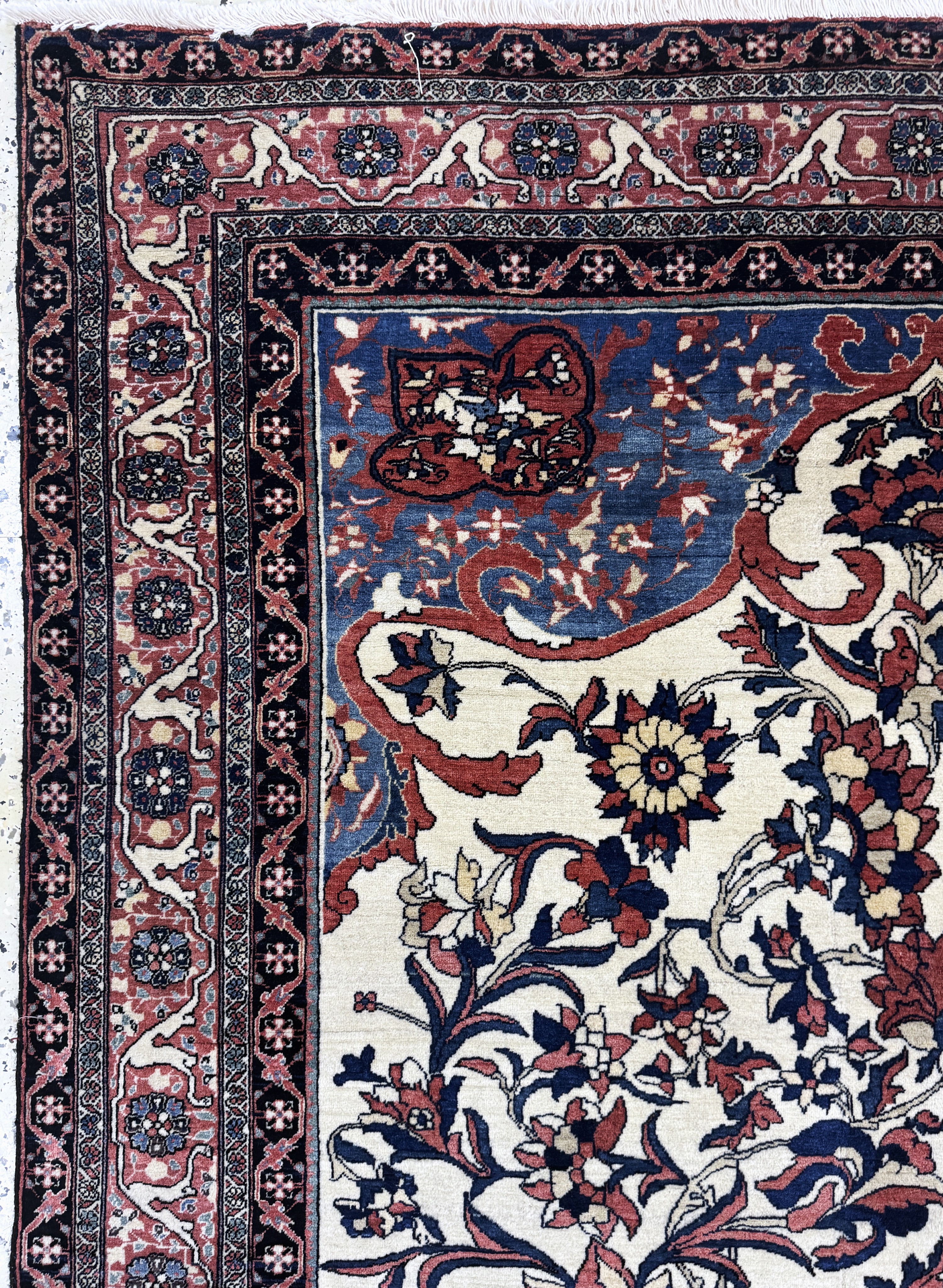 Detail d: Antiker Farahan fein, Persien, 19.Jhd, Korkwolle auf Baumwolle, ca. 200 x 134 cm, EHZ: 2, (Fransen erneuert)