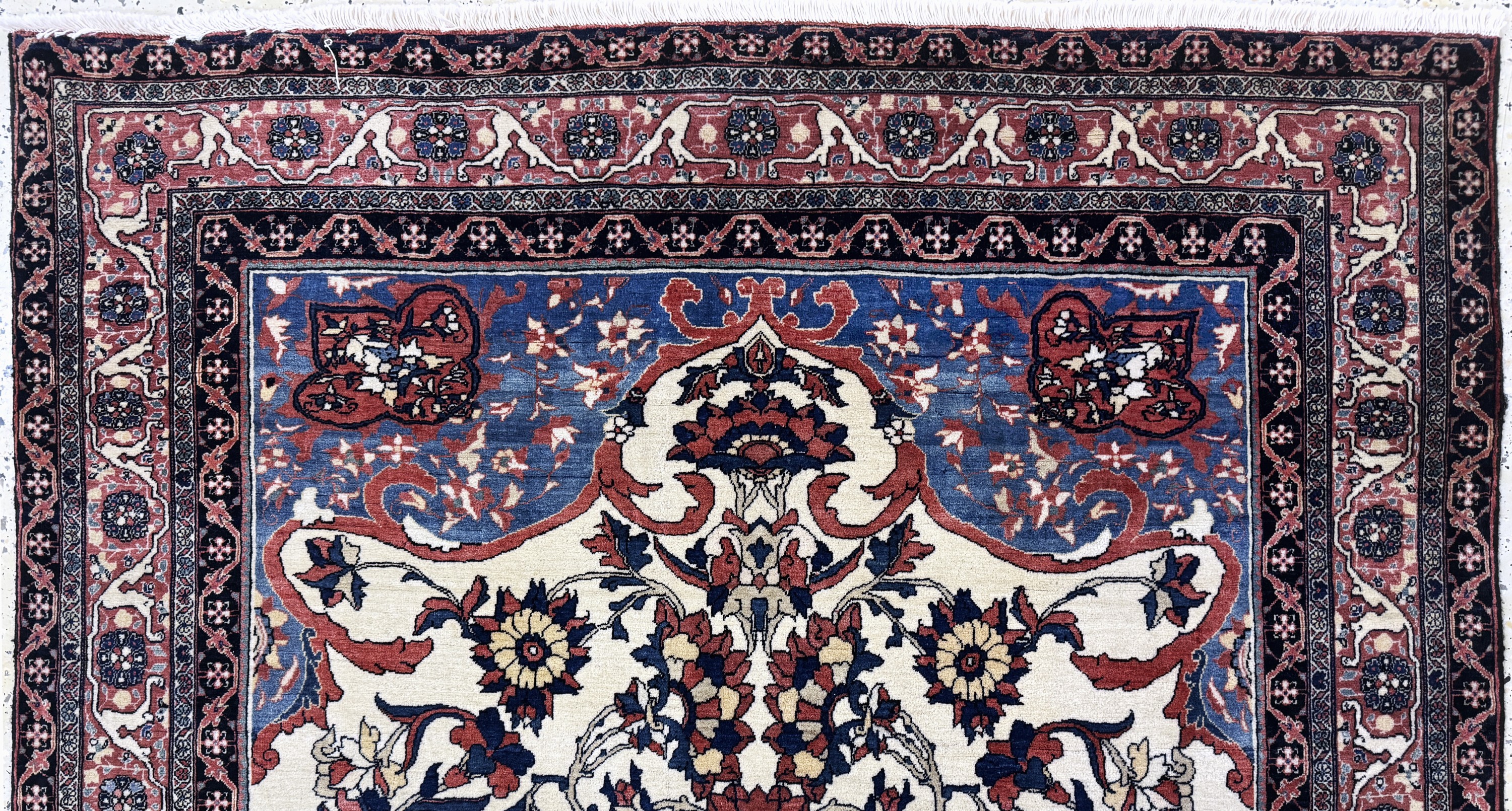 Detail f: Antiker Farahan fein, Persien, 19.Jhd, Korkwolle auf Baumwolle, ca. 200 x 134 cm, EHZ: 2, (Fransen erneuert)