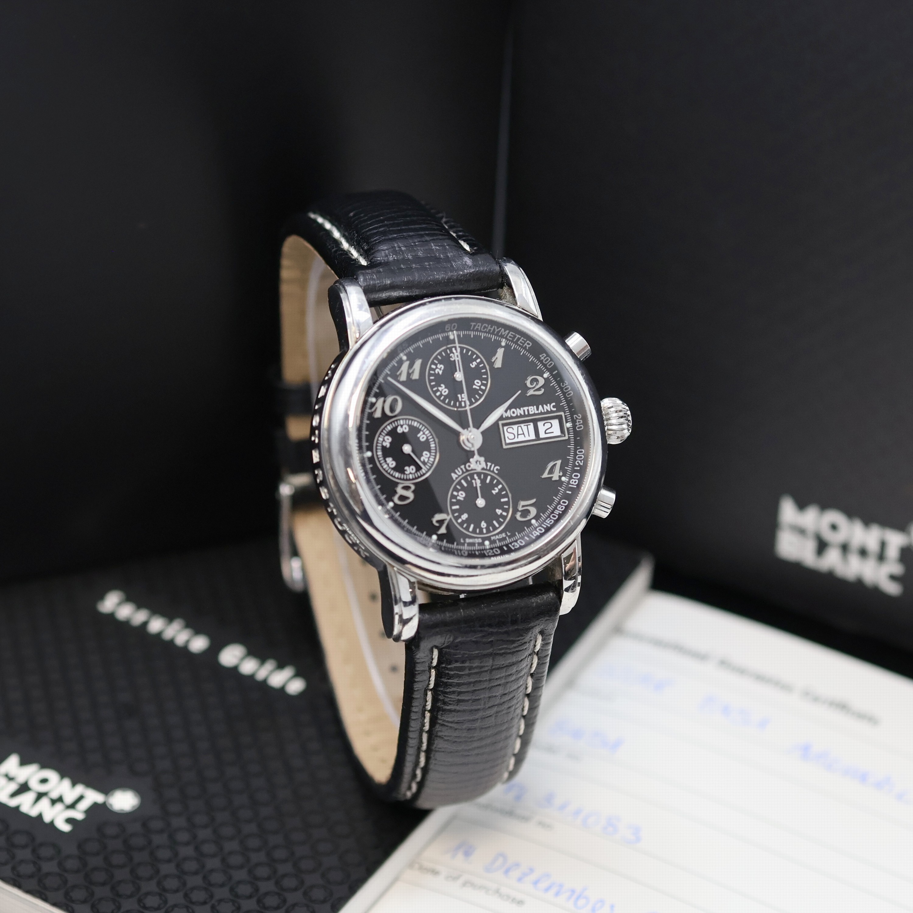 Detail b: MONTBLANC Star Meisterstück Herrenchronograph Referenz 7016, Schweiz verk. lt. beil. Pap. 12/2005, Automatik, beids. vergl. Edelstahlgeh. inkl. ...