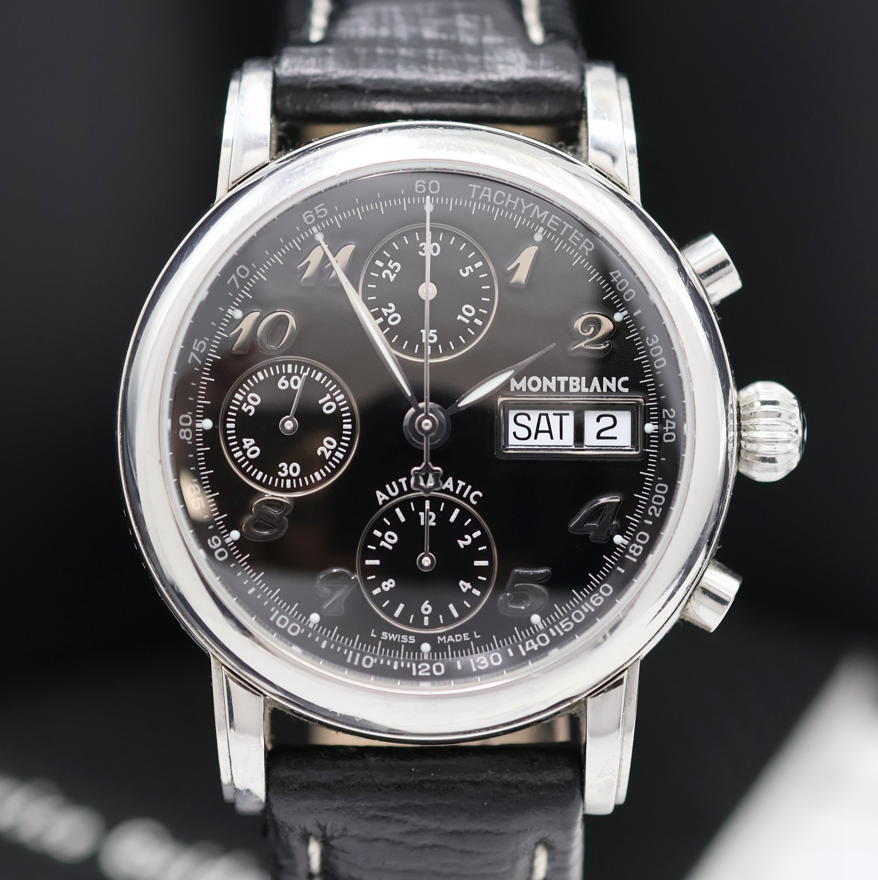 Detail c: MONTBLANC Star Meisterstück Herrenchronograph Referenz 7016, Schweiz verk. lt. beil. Pap. 12/2005, Automatik, beids. vergl. Edelstahlgeh. inkl. ...