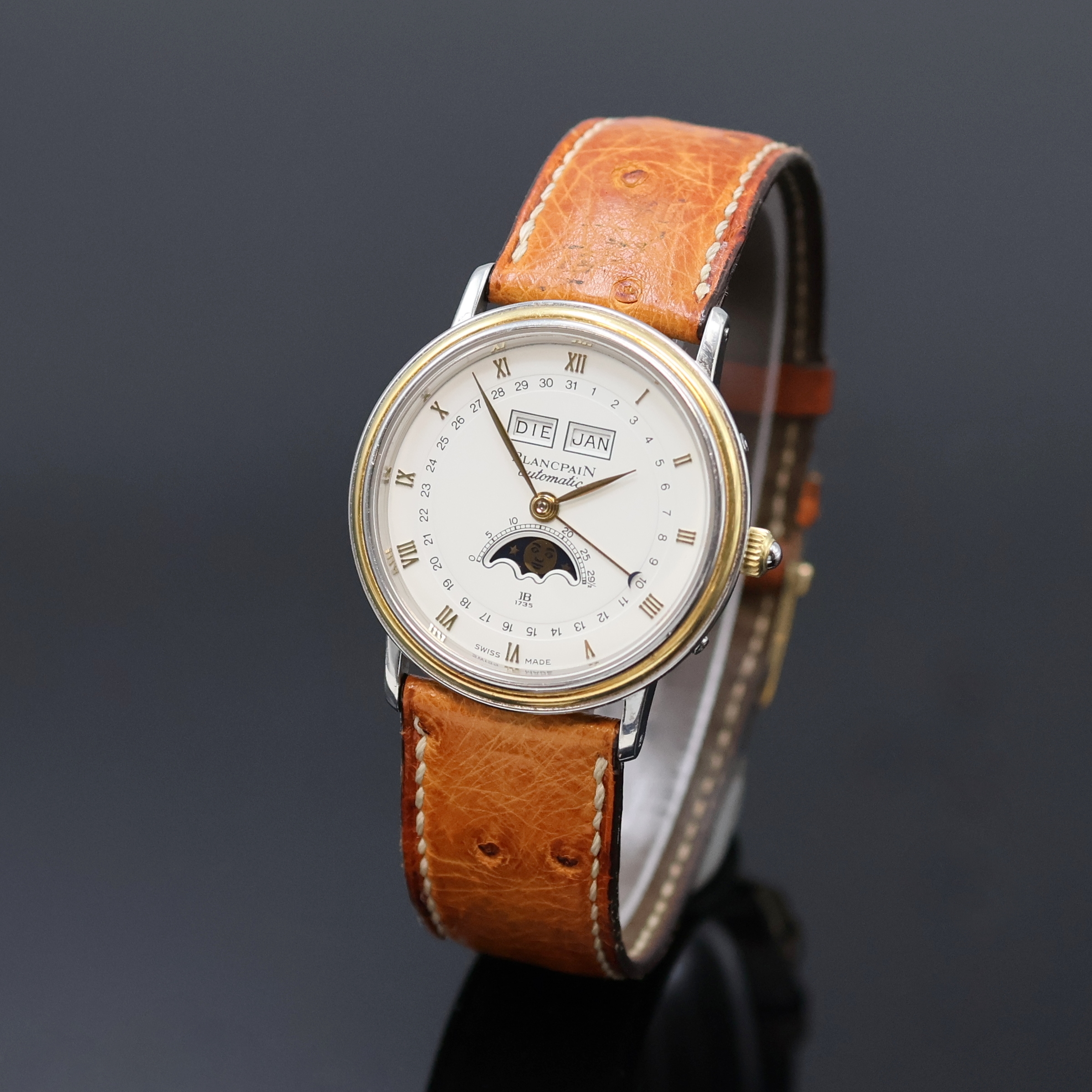 Detail a: BLANCPAIN Villeret astronomische Armbanduhr mit Vollkalenderanzeige, Schweiz um 1995, Automatik, Edelstahl/Gold komb. inkl. orig. Lederband m. verg. ...