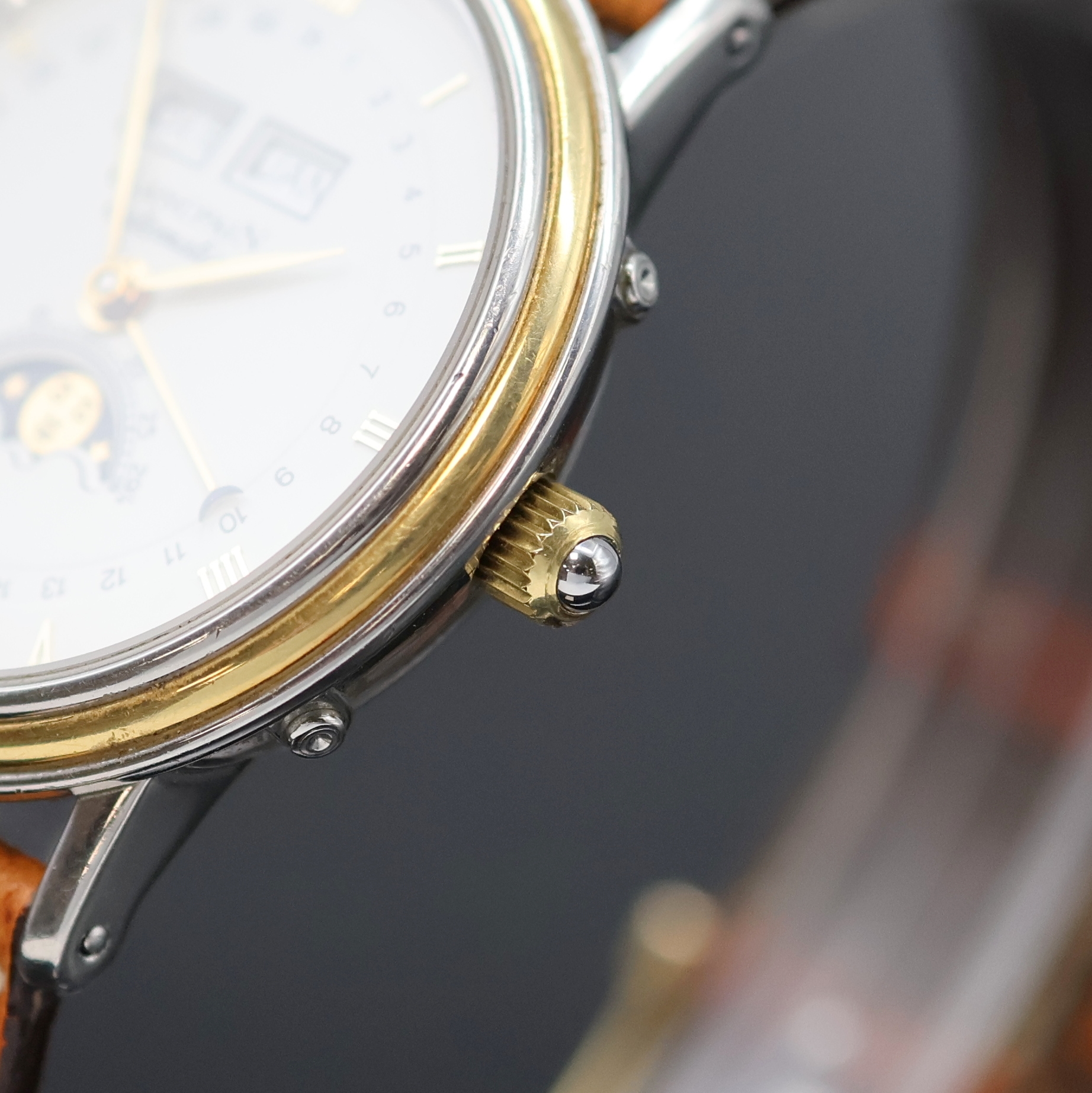 Detail d: BLANCPAIN Villeret astronomische Armbanduhr mit Vollkalenderanzeige, Schweiz um 1995, Automatik, Edelstahl/Gold komb. inkl. orig. Lederband m. verg. ...
