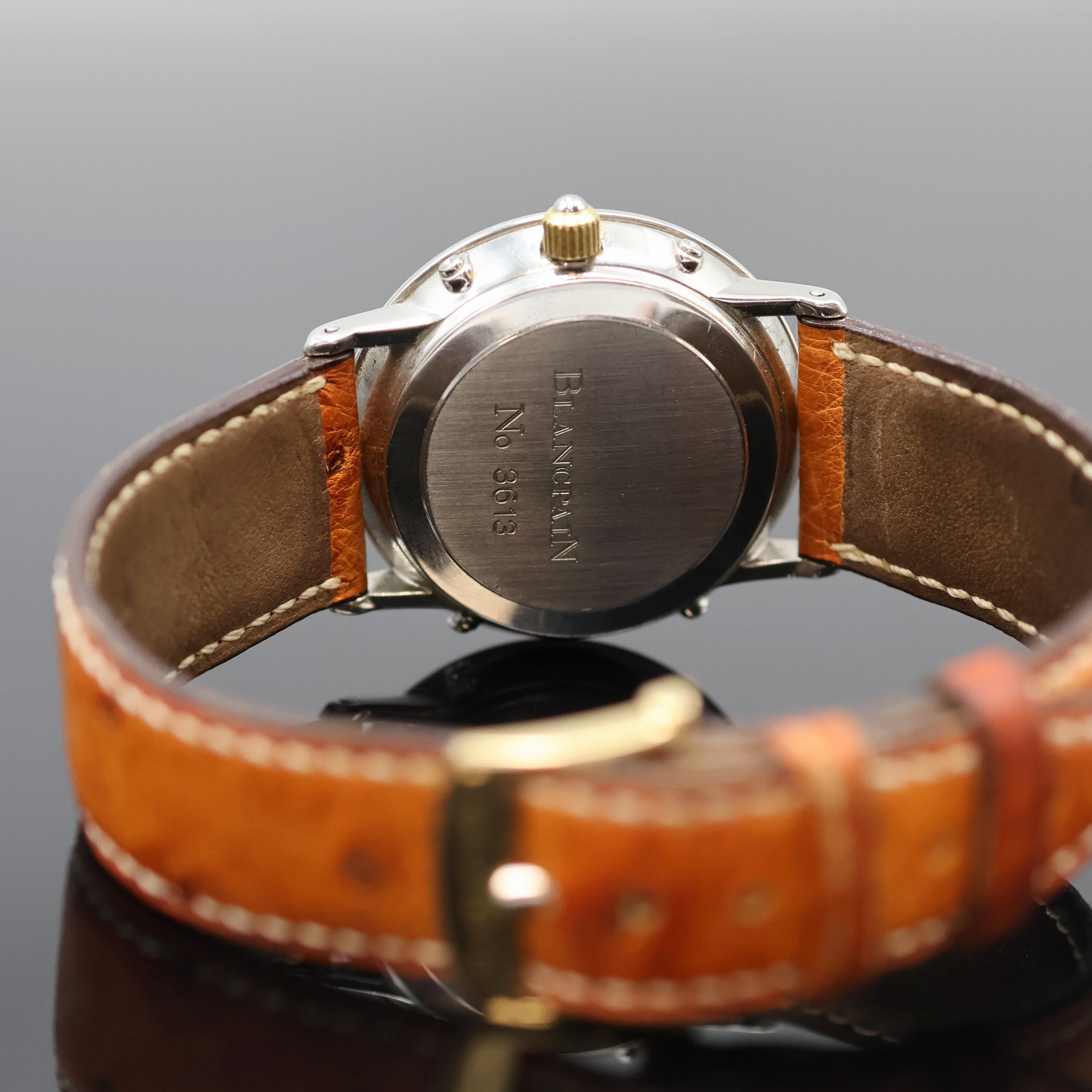 Detail f: BLANCPAIN Villeret astronomische Armbanduhr mit Vollkalenderanzeige, Schweiz um 1995, Automatik, Edelstahl/Gold komb. inkl. orig. Lederband m. verg. ...