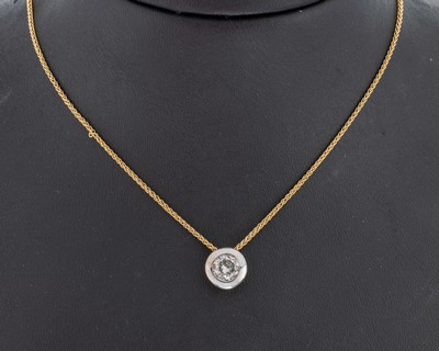 Image 14 kt Gold Brillant-Anhänger, GG/WG 585/000, in WG gefasster Brillant ca. 1.20 ct ...