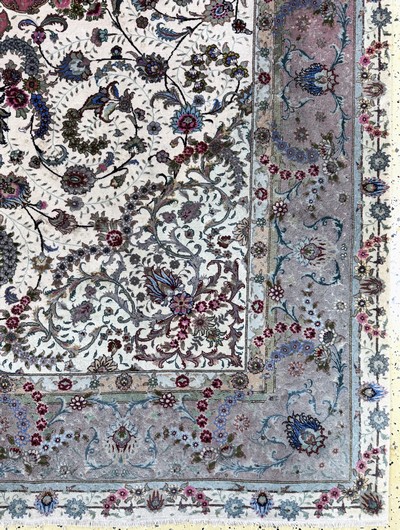 27058150a - Täbriz fein(60 Raj), Persien, Ende 20.Jhd, Korkwolle mit und auf Seide, ca. 302 x 200 ...