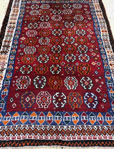 27058157d - Gabbeh alt, Persien, Mitte 20.Jhd, Wolle auf Wolle, ca. 180 x 127 cm, EHZ: 2 ...