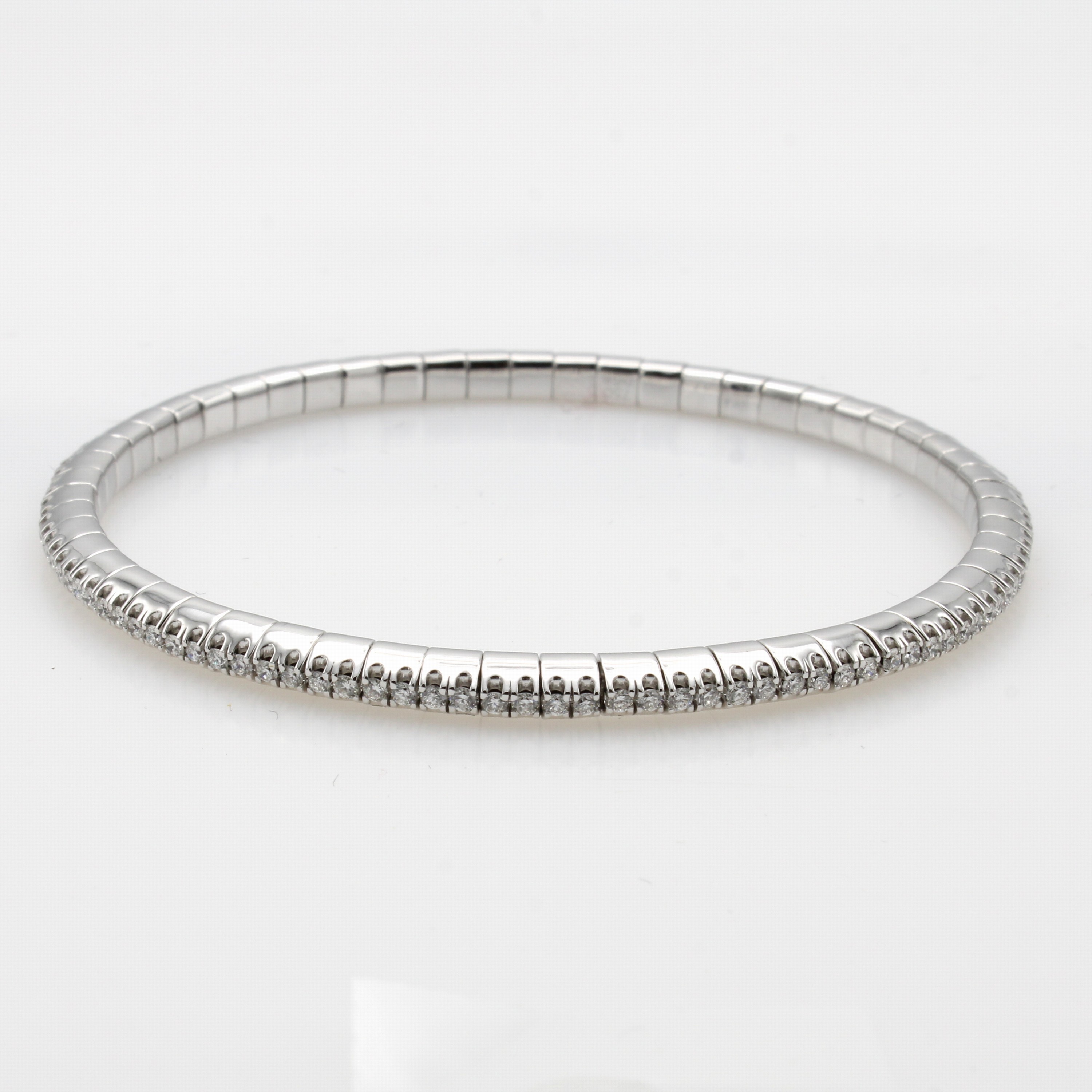 Image 27058479 - Elastisches Armband mit Brillanten, WG 750/ 000, rundum bes. m. Brill. zus. ca. 1.50 ct ...