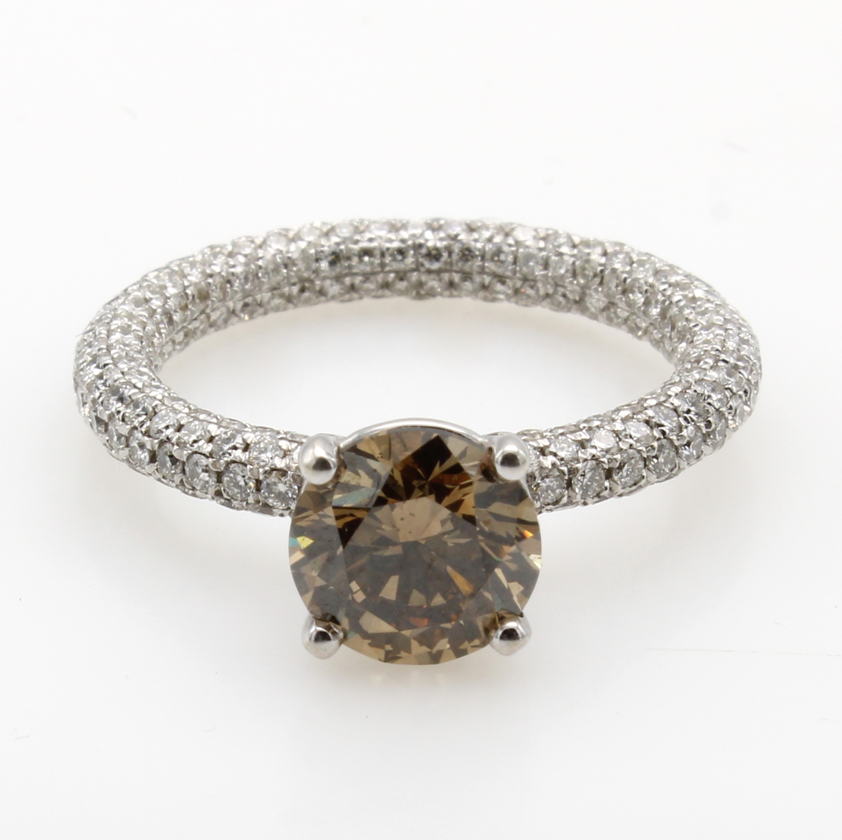 Image 27058488 - Ring mit Brillanten, WG 750/000, Solitär ca. 2.10 ct Braun/si, Ringschiene komplett ...