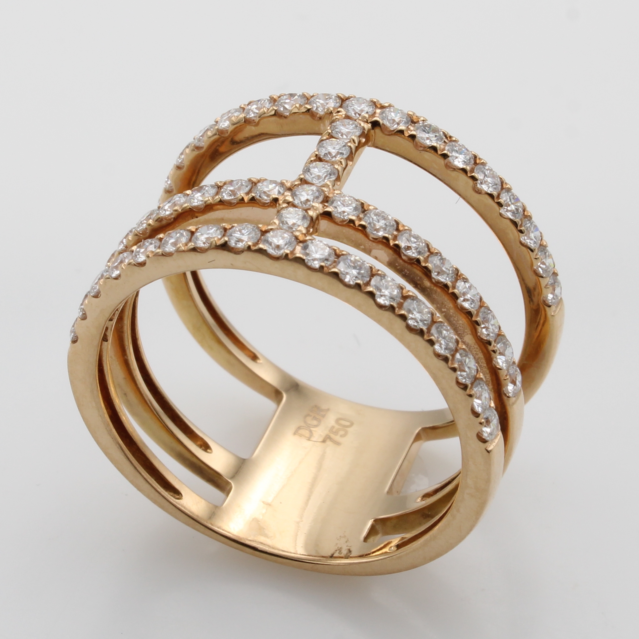 Image 27058496 - Ring mit Brillanten, RG 750/000, Brill. in 3 Reihen u. in Zwischensteg gef. zus. ca. ...