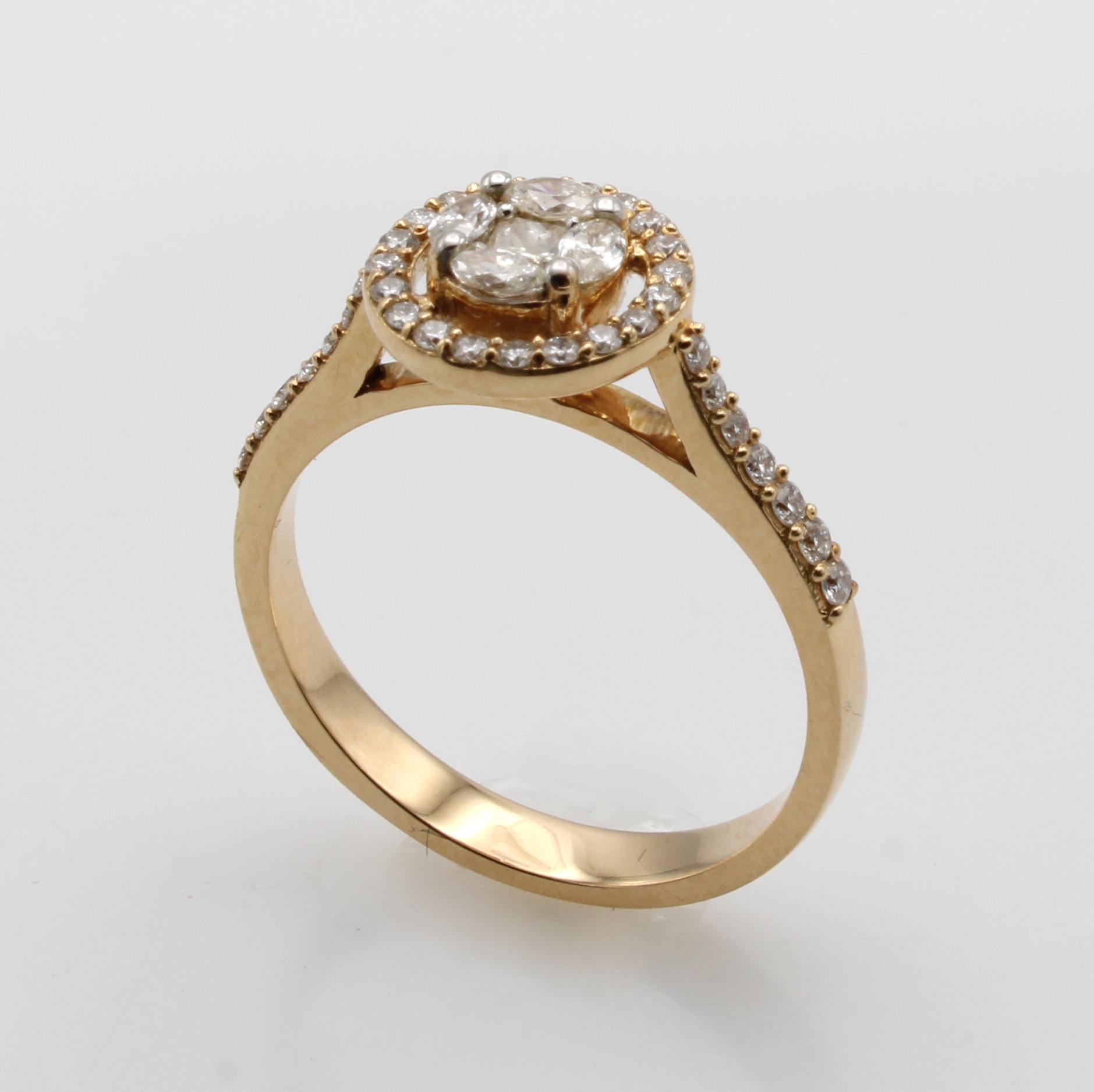 Image 27058497 - Ring mit Diamanten und Brillanten, RG 750/000, Diam. im Princess-Cut ca. 0.08 ct, 4 ...