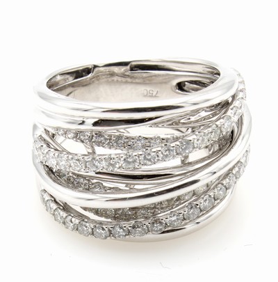 27058480a - Ring mit Brillanten, WG 750/000, mehrrhg. Optik, Brill. in 5 Reihen gef. zus. ca. 1.77 ...