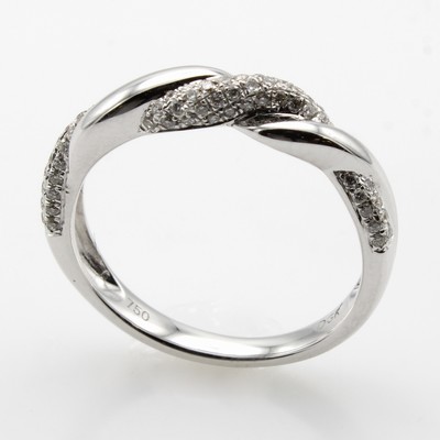 Image Ring mit Brillanten, WG 750/000, Brill. zus.ca. 0.26 ct feines Weiß/si, gedrehte Optik, ...
