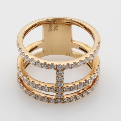 27058496a - Ring mit Brillanten, RG 750/000, Brill. in 3 Reihen u. in Zwischensteg gef. zus. ca. ...