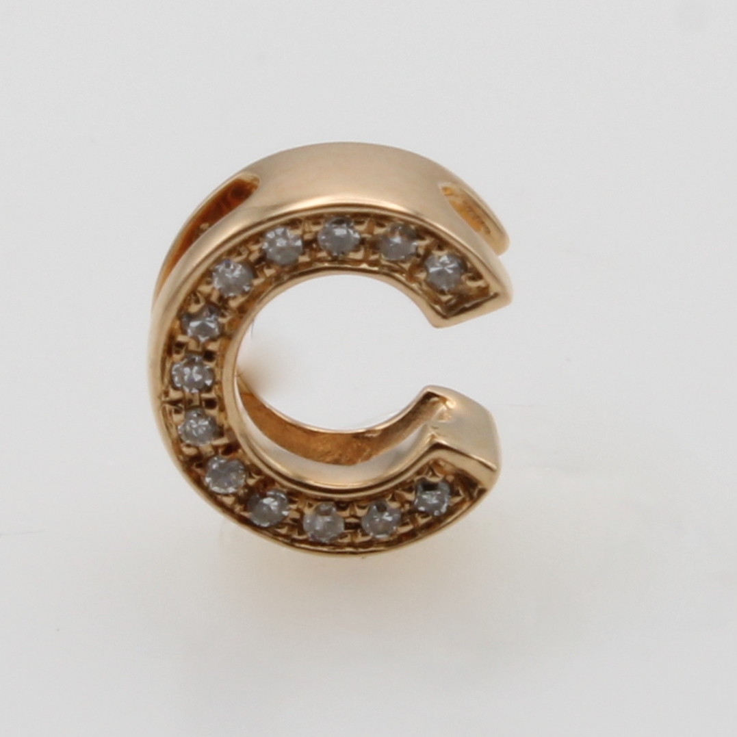 Image 27058503 - Anhänger mit Brillanten ´C´, RG 750/000, 13 Brill. zus. ca. 0.03 ct Weiß/si, D. ca. 7 ...