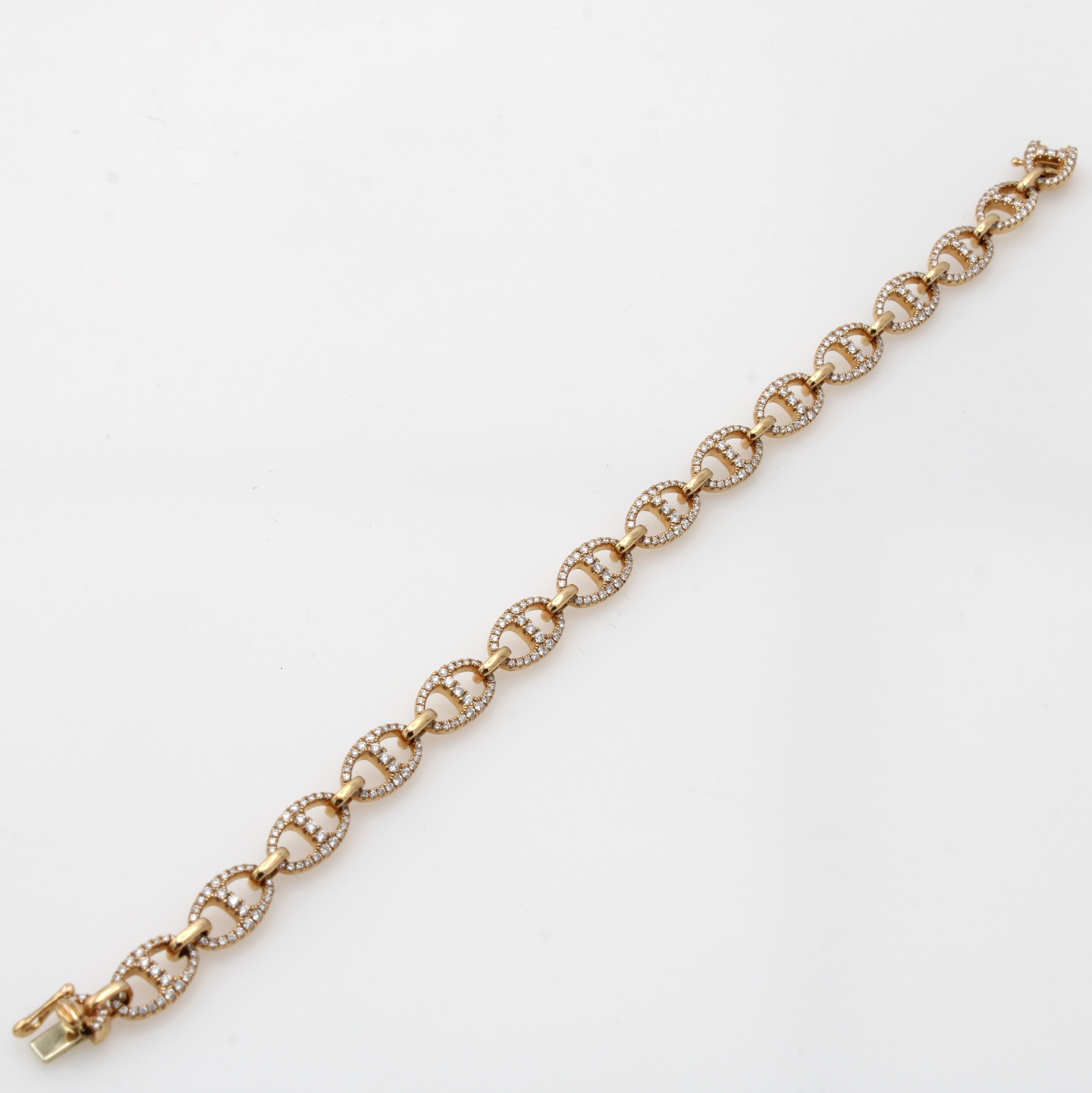 Image 27058516 - Gliederarmband mit Brillanten, RG 750/000, ovale Glieder mit Zwischenstegen, 403 Brill. ...