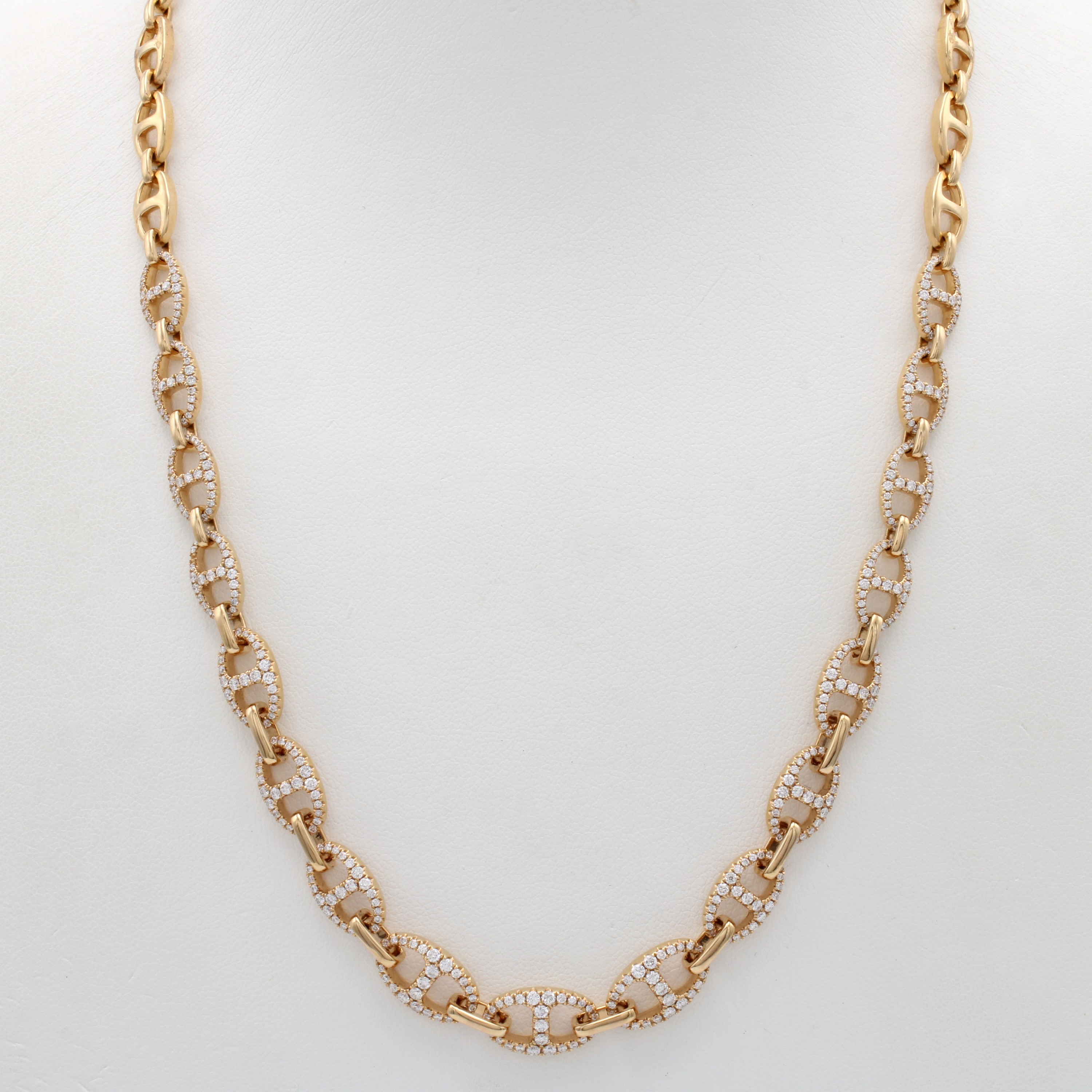 Image 27058521 - Gliedercollier mit Brillanten, RG 750/000, ovale Glieder mit Zwischenstegen, im Verlauf ...