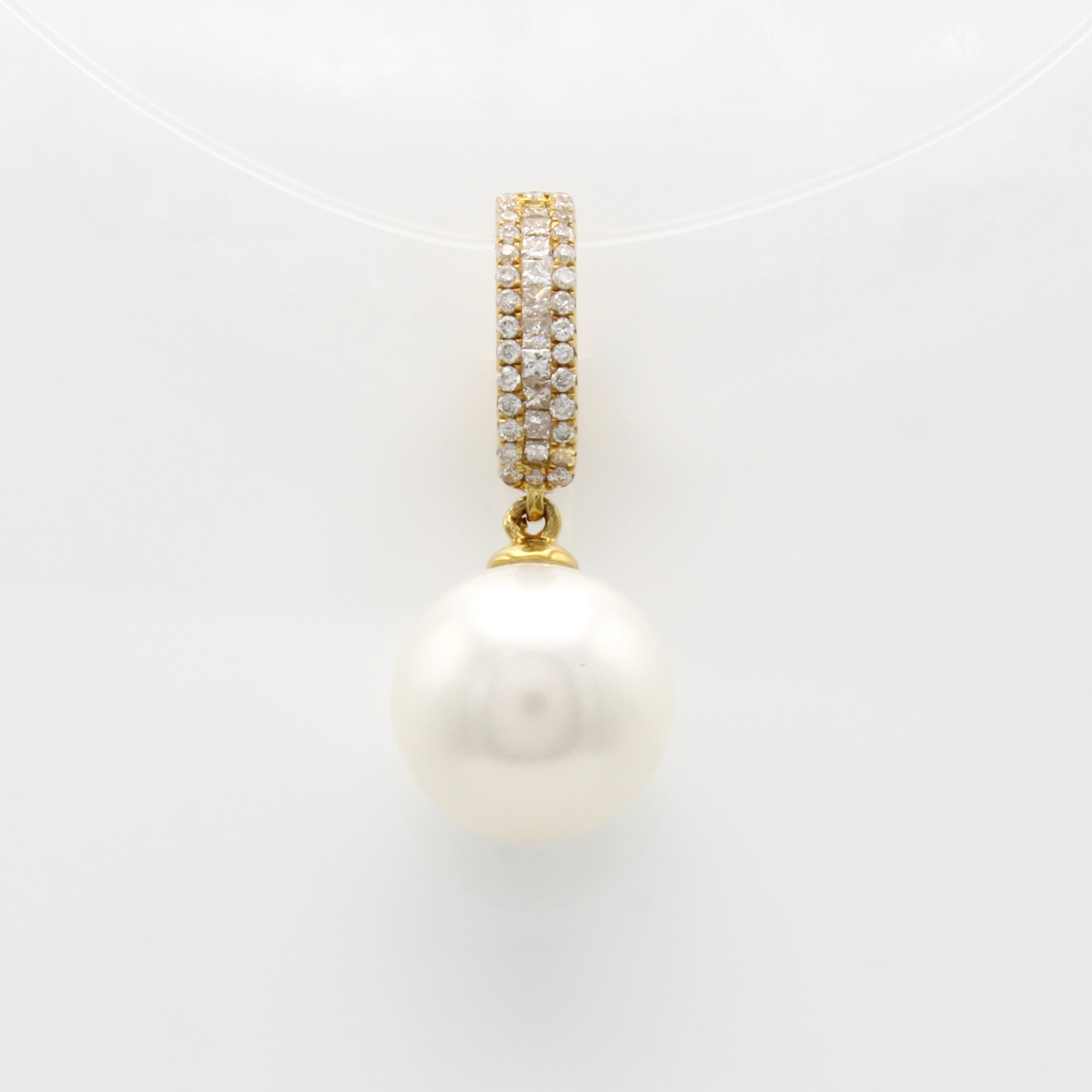 Image 27058552 - Clipanhänger mit Perle, Diamanten und Brillanten, GG 750/000, weiße Perle ca. 11.5 mm, ...