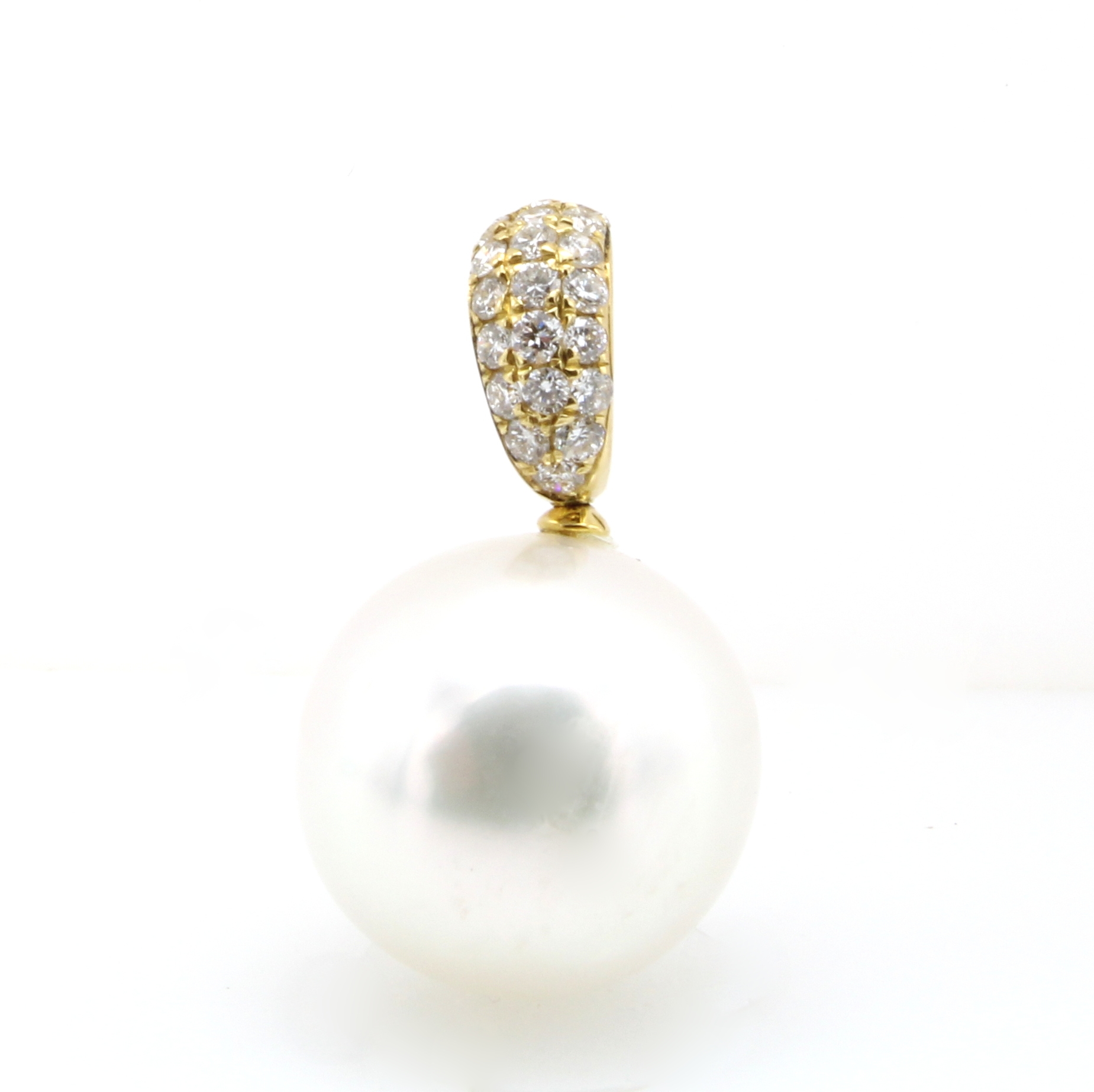 Image 27058557 - Anhänger mit Südseeperle und Brillanten, GG 750/000, weiße Perle m. leichtem, ...