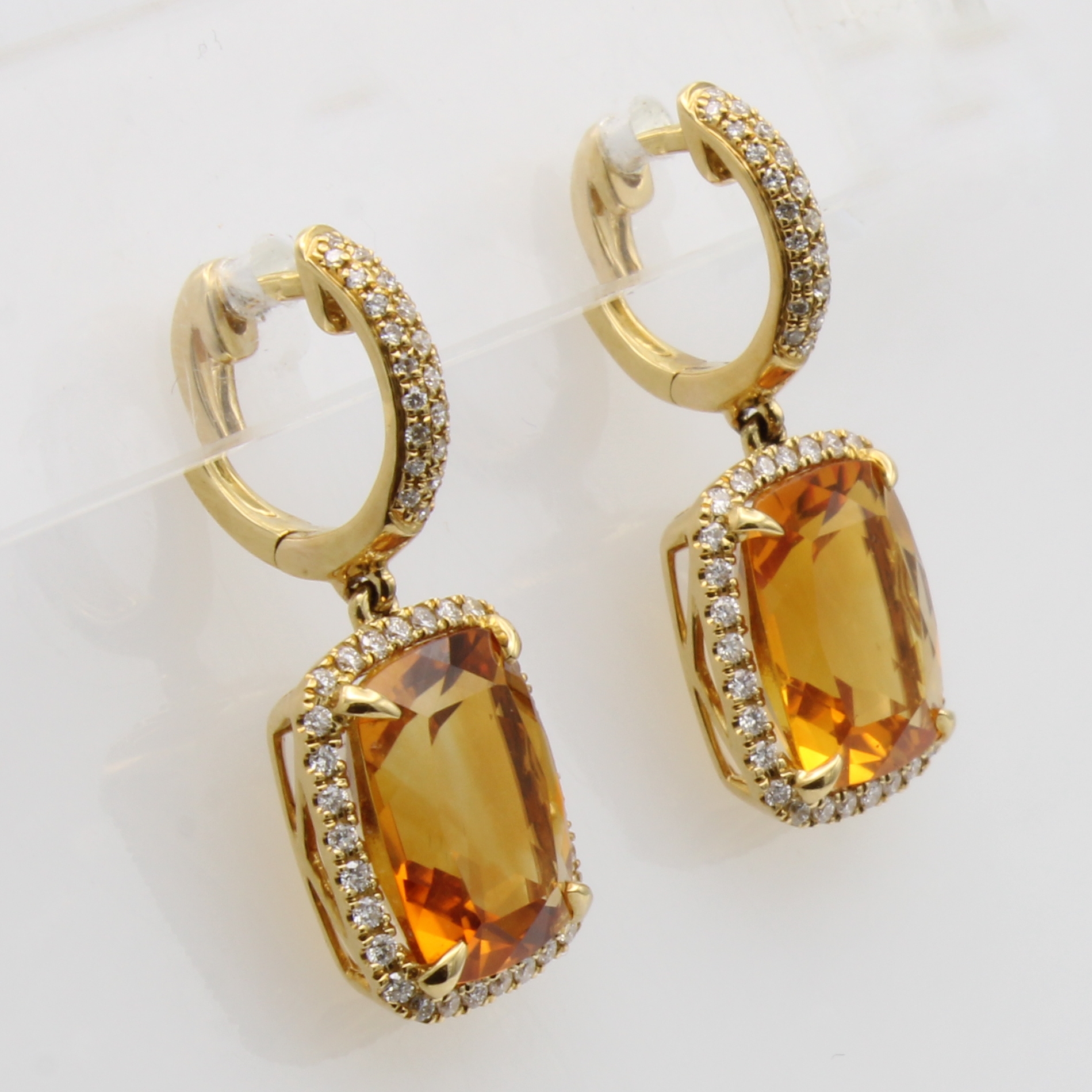 Image 27058562 - Paar Klappcreolen mit Citrinen und Brillanten, GG 750/000, 2 Citrine zus. ca. 6.8 ct, ...