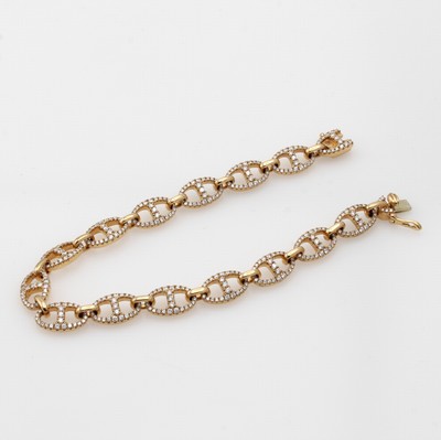 27058516a - Gliederarmband mit Brillanten, RG 750/000, ovale Glieder mit Zwischenstegen, 403 Brill. ...