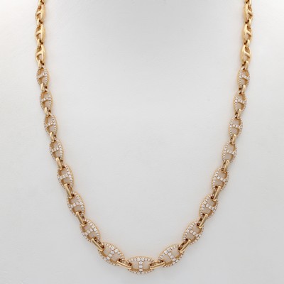 Image Gliedercollier mit Brillanten, RG 750/000, ovale Glieder mit Zwischenstegen, im Verlauf ...