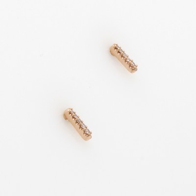 27058559a - Paar Ohrstecker mit Brillanten, RG 585/000, 10 Brill. zus. ca. 0.032 ct feines Weiß/si ...