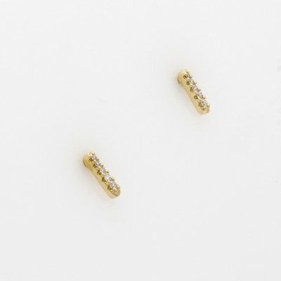 27058563a - Paar Ohrstecker mit Brillanten, GG 585/000, 10 Brill. zus. ca. 0.03 ct feines Weiß/si ...