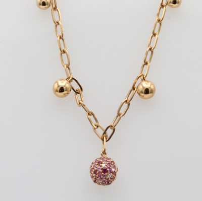 27058577a - Collier mit Saphiren und Brillanten, RG 750/000, 10 Brill. zus. ca. 0.05 ct feines ...